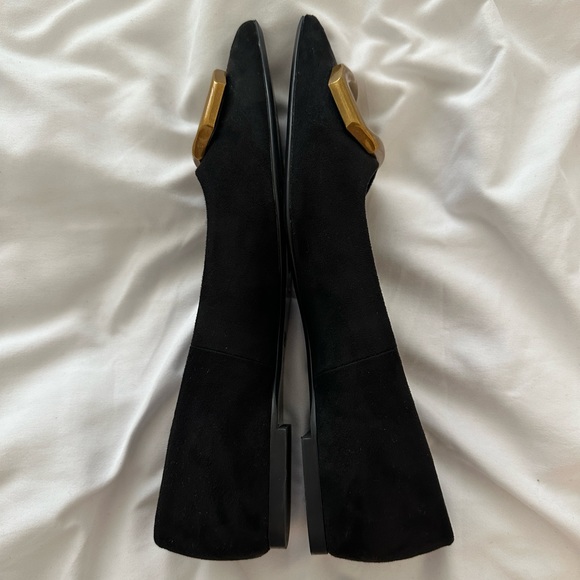 Zara Embellished Flats Black with Gold Detail 37 - Picture 4 of 6